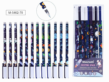 Ручка гелевая "Пиши-Стирай" MAZARI "EXCITING SPACE" M-5462-70 синяя, 0,5мм,игол.