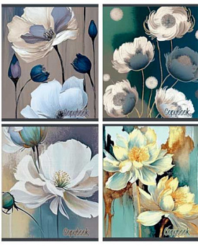 Тетрадь 48л. (линейка) АБ "Цветы рисунок" Т548L1 FLF мел.карт.,лак,асс.