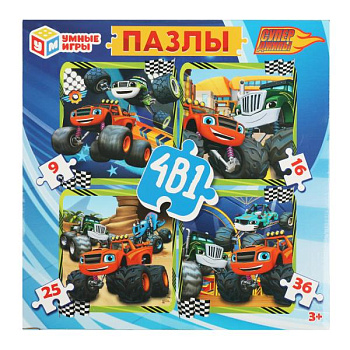 Пазлы 4в1 (9-16-25-36эл) СуперТреки 4650250545866