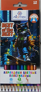 Карандаши пластик. 12цв. ATTOMEX "Best Of The Best" 5022549 шестигр.,2М,диам.гриф.2,65мм,к/к 5022549