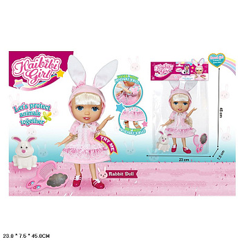 Кукла 30см BLD281-4 в костюме зайки (шарнир) в пакете