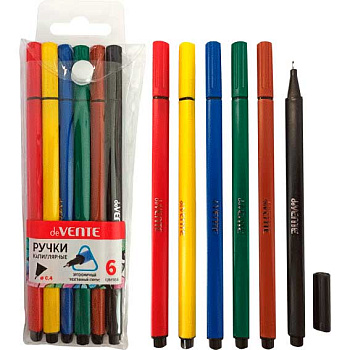 Набор капиляр. ручек  6цв. deVENTE "Trio BQ" 5060200 цв.трёхгр.корп,0,4мм, в пла