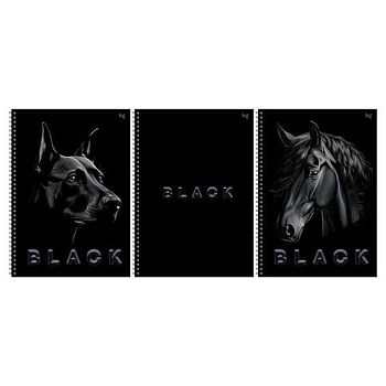 Тетрадь 80л. (клетка) А4 BG спираль "Just black" 08657 выб.лак,лам.софт-тач