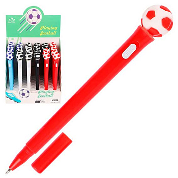 Ручка детск. шар. КОКОС Chuang Мei "Футбол" 231048 синяя,0,5мм,,LED подсветка,ас