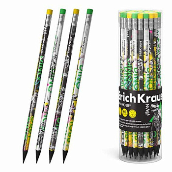 Карандаш ч/гр. пластик. с ласт. EK "Dino Hobby" HB 62774 трёхгр.