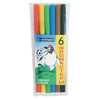 Фломастеры  6цв. CENTROPEN 7790/06 "Пингвины" в пл./уп.