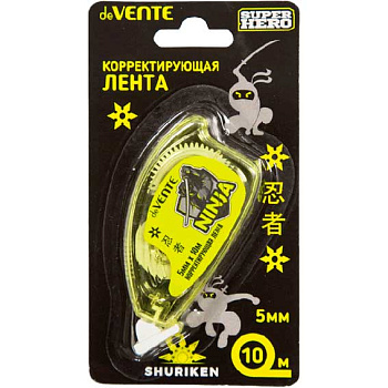 Коррект. лента deVENTE 5мм*10м 4062332 "SuperHero" жёлт.п/прозр.корп.,фронт.аппл