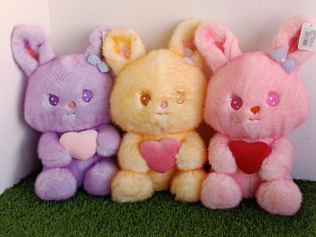 МС.Заяц 35см с сердцем и бантиком на голове D41044