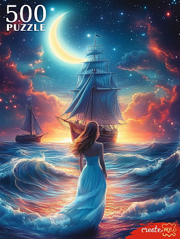 Пазлы (500эл)  Девушка у ночного моря Ф500-7615