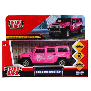 Машина Технопарк металл. Hummer H2 розовый (12см) откр.дв,багаж в/к HUM2-12SRT-P