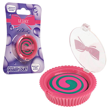 Lukky Dessert Duet,двойные крем-тени д.век с блёстками,фиолет и жемчужный,1,5 г.,аромат ванили,блист