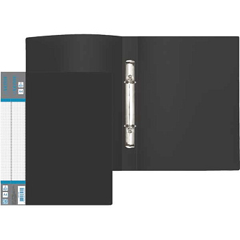 Папка 2 кольца 20мм deVENTE А4 "Daily" 3081409 черная 700мкм, фактура "песок", н