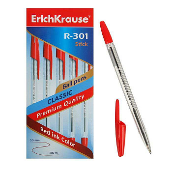 Ручка шар. EK R-301 Classic Strick 43186 красный, 1,0мм