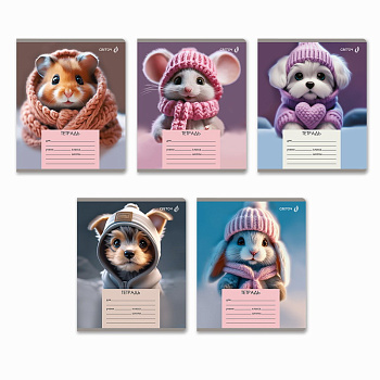 Тетрадь 18л. (линейка) SVETOCH "Лапки в шапках" Т185 (01453) выб.лак