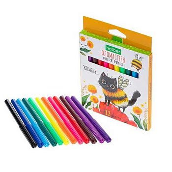 Фломастеры 12цв. ХАТ "ЖЖ-МЯУ" FP_093494 ECO,к/к европодвес