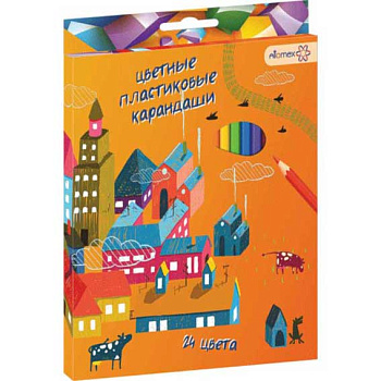 Карандаши пластик. 24цв. ATTOMEX "Сказка" 5024610 к/к