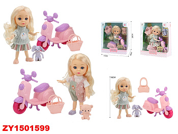 Куколка 16см на скутере 91035-C с питомцем в/к
