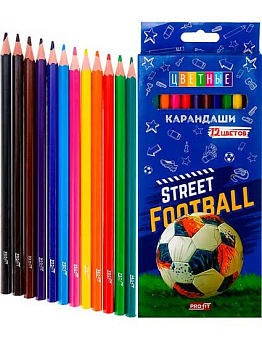 Карандаши пластик. 12цв. Проф-Пресс Profit "Уличный футбол" КЦ-2622 шестигр.,2М,