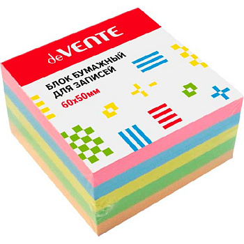 Блок д/записей 60*50*40мм deVENTE 2012207 5пастел.цв.,5слоёв,проклеенный