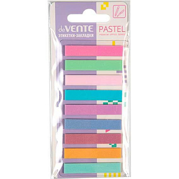 Набор самокл. этикеток-закладок deVENTE 44*8мм,9*20л. "Pastel" 2011461 пластик.,п/прозр.,искрящ.