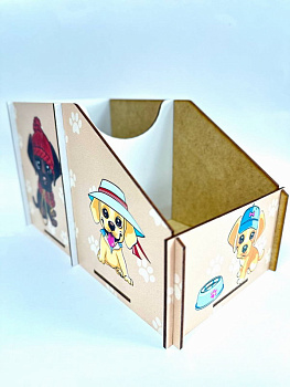 Органайзер Для корма Собачки из дерева цветной 11