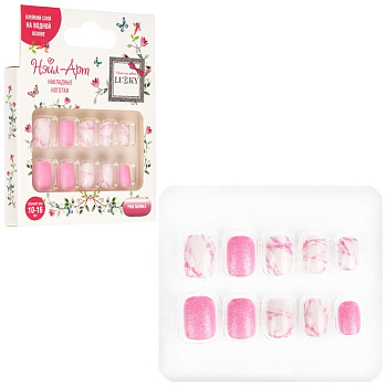 Lukky Нэйл-Арт наб. Pink Marble 10 наклад.ногтей на клеевой основе,10-16 лет,кор.