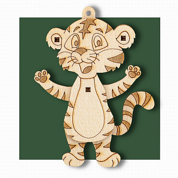 Открытка-конструктор дер. Тигрёнок (10х7,5см,12дет) 40102