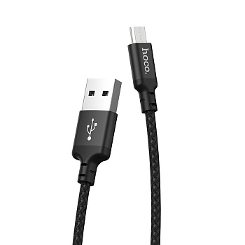 Кабель Hoco X14, Micro USB - USB, 2 А, 2 м, быстрая зарядка, оплётка нейлон, чёр