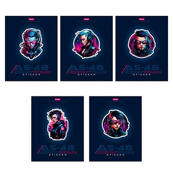Тетрадь 48л. (клетка) ХАТ "Cyberpunk sticker" выб.лак,асс.