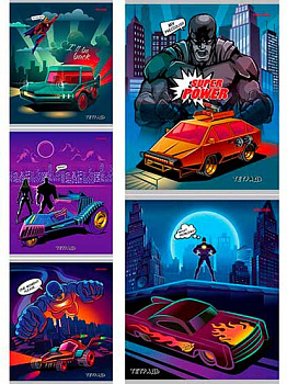 Тетрадь 24л. (линейка) Проф-Пресс "Тачки супергероев" 24-3114 асс.