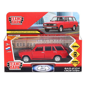 Машина Технопарк металл. ВАЗ-2104 Жигули красный (12см) откр.дв,инерц,в/к 2104-12-RD