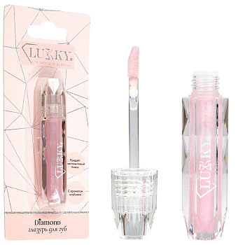 Lukky Diamond Глазурь для губ  с ароматом клубники,цвет розовый,2,5 мл