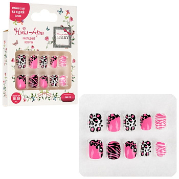 Lukky Нэйл-Арт наб. Pink Leo 10 наклад.ногтей на клеевой основе,10-16 лет,кор.