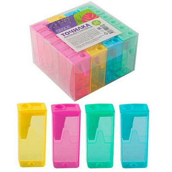 Точилка с контейнером 1отд. КОКОС "Офис" 252396 пластик,асс.