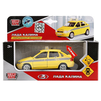 Машина Технопарк металл. Lada Kalina Такси (12см) звук,свет,дв,в/к CT1049WB-T