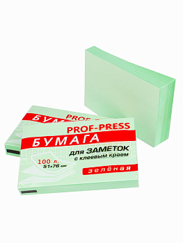 Бумага для заметок с клеевым краем зеленая (ЗБ-1549) 51х76мм,100л