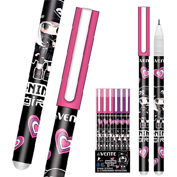 Ручка гелевая "Пиши-Стирай" deVENTE "Anime Girl" 5051431 синяя,0,5мм,с ласт.,асс