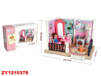 Набор мебели 686-004 (гостиная) с питомцами и куклой в/к