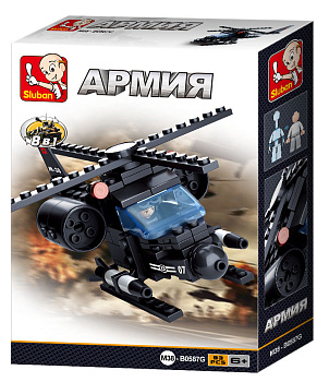 Мини-конструктор M38-B0587G Армия Вертолет 8-в-1 (93дет,1фиг) в/к