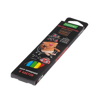 Карандаши  6цв. ХАТ "Кофейные коты" 091070 ECO заточ.,к/к,е/подвес