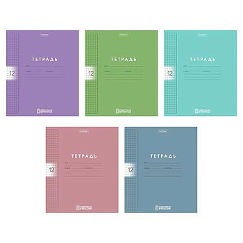 Тетрадь 12л. (клетка) ХАТ пластик.обл. "Color Set" асс.