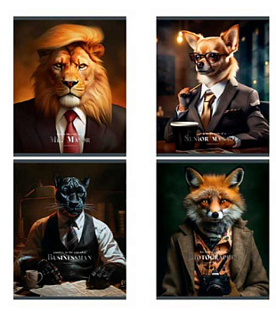 Тетрадь 96л. (клетка) BG "Животные в роли" 12091 глянц.лам.,тиснение фольгой,с ф