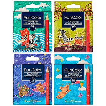 Карандаши короткие 12цв. BV "FUNCOLOR" 30-0090 пластик.корп.