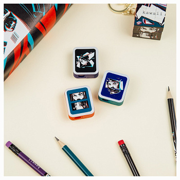 Точилка пластиковая MESHU "Kawaii", 1 отверстие, ассорти MS_49245