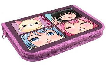 Пенал 1отд. 212*135*26  ОНИКС МАХ ПКТ-04-20 "Аниме друзья" (70635) п/э