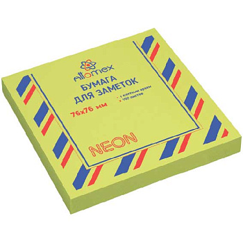 Кл.бумага д/заметок 76*76мм ATTOMEX 100л. 2010914 неоновая зеленая