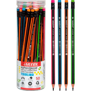 Карандаш ч/гр. пластик. с ласт. deVENTE "Triolino" 5031422 HB,2мм,трёхгр.,заточ.