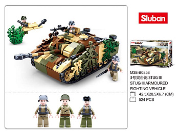 Мини-конструктор M38-B0858 Армия Камуфляжный танк (42,5х28,5см,524дет,3фиг) M38-