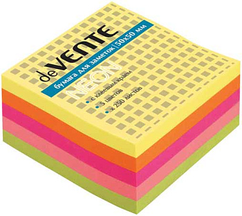 Кл.бумага д/заметок 50*50мм deVENTE 250л. 5 неон.цв. 2010335