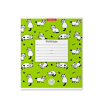 Тетрадь 12л. (клетка) EK "Cats зелёный" 46530